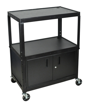 Picture of 24 to 42" Adjustable Height Extra Large Steel AV Cart with Cabinet