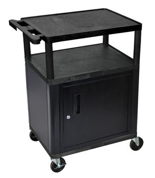 Picture of 18" x 24" x 34" Presentation AV Cart with Cabinet, 3 Shelves