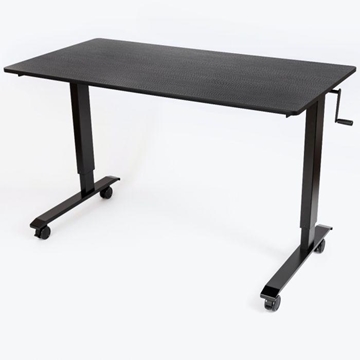 Picture of 60" High Speed Crank Adjustable Stand Up Desk, Black Frame/Black Oak Top