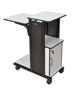 Picture of 4 Work Surfaces Mobile Presentation Station with Cabinet, Gray