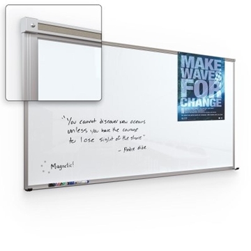 Picture of 3'Hx4'W Framed Magnetic Glass Dry Erase Whiteboard, Gloss White