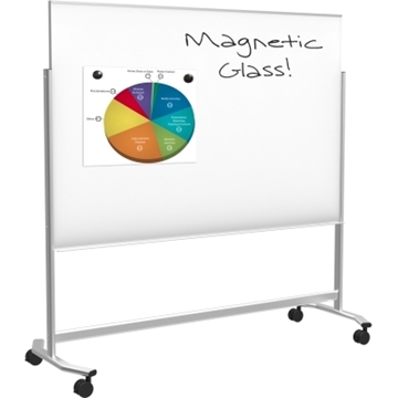 Picture of Visionary Move Mobile Magnetic Glass Whiteboard, 4'H x 3'W