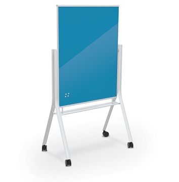 Picture of Visionary Curve Color Mobile Magnetic Glass Board, Blue Surface, 68.8"H X 36"W X 22.8"D