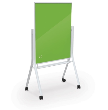 Picture of Visionary Curve Color Mobile Magnetic Glass Board, Green Surface, 68.8"H X 36"W X 22.8"D