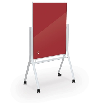 Picture of Visionary Curve Color Mobile Magnetic Glass Board, Red Surface, 68.8"H X 36"W X 22.8"D