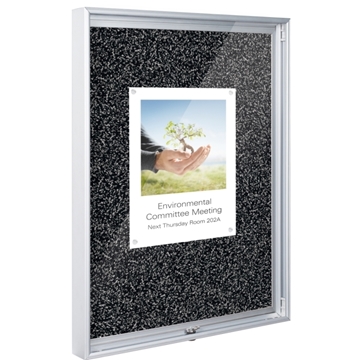 Picture of Economy Enclosed Bulletin Board Cabinet, Rubber-Tak, 2'H x 1 1/2'W