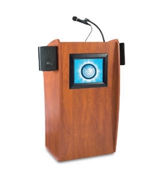Picture of Vision Lectern with Display and Handheld Wireless Microphone, Wild Cherry
