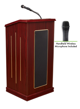 Picture of Oklahoma Sound  Prestige Sound Lectern with Wireless Handheld Mic, Mahogany