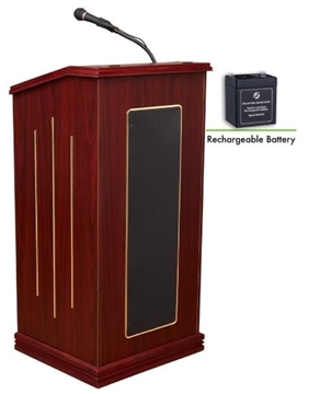 Picture of Oklahoma Sound Prestige Lectern and Rechargeable Battery, Mahogany