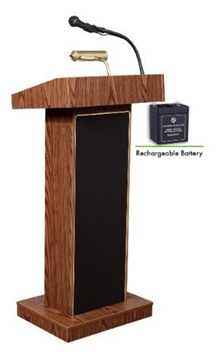 Picture of Oklahoma Sound Orator Lectern and Rechargeable Battery, Medium Oak