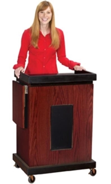 Picture of Oklahoma Sound the Smart Cart Lectern with Sound, Mahogany
