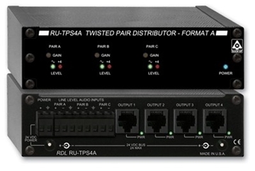 Picture of Active Sender / Distributor - Twisted Pair Format-A - Three audio inputs to Four outputs