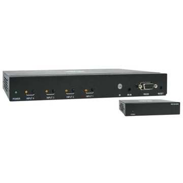 Picture of 4-Port HDMI Switch Kit, 4K 60 Hz, 4 HDMI Inputs to 1 HDMI over Cat6 Extender, 125 ft TAA