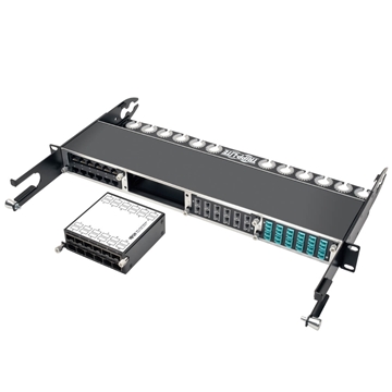 Picture of 12-Port SFP+ 10GbE Pass-through Cassette with six QSFP+ to 4xSFP+ Breakout Cables