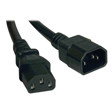 Picture of C14 Male to C13 Female Power Cable, C13 to C14 PDU Style - 10A, 100250V, 18 AWG, 2 ft., Black