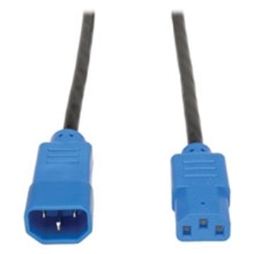Picture of C14 Male to C13 Female Power Cable, C13 to C14 PDU Style - 10A, 100250V, 18 AWG, 4 ft., Blue