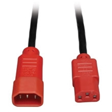 Picture of C14 Male to C13 Female Power Cable, C13 to C14 PDU Style - 10A, 100250V, 18 AWG, 4 ft., Red