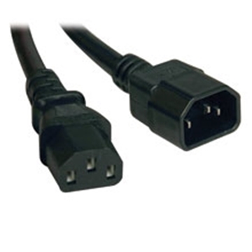 Picture of C14 Male to C13 Female Power Cable, C13 to C14 PDU Style - 10A, 100250V, 18 AWG, 10 ft., Black