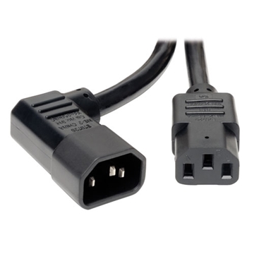 Picture of C13 to Left-Angle C14 PDU-Style Power Extension Cord, Heavy Duty - 15A, 100250V, 14 AWG, 10 ft., Black