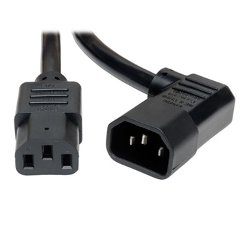 Picture of C13 to Right-Angle C14 PDU-Style Power Extension Cord, Heavy Duty - 15A, 100250V, 14 AWG, 10 ft., Black