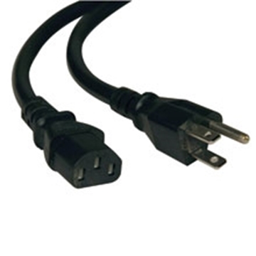 Picture of Desktop Computer AC Power Cable, NEMA 5-15P to C13 - 10A, 125V, 18 AWG, 3 ft., Black