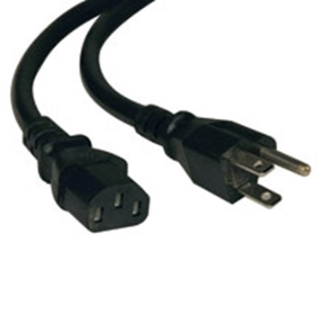 Picture of Desktop Computer AC Power Cable, NEMA 5-15P to C13 - 10A, 125V, 18 AWG, 4 ft., Black