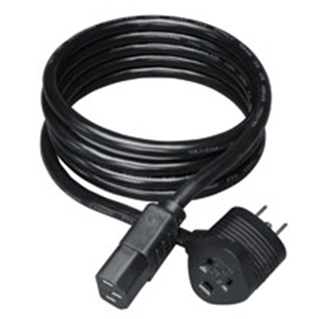 Picture of Piggyback Extension Cord, NEMA 5-15P to 2x C13 - 13A, 125V, 16 AWG, 6 ft., Black