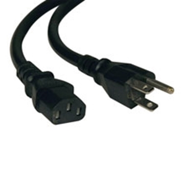 Picture of Desktop Computer Power Cord, 5-15P to C13 - Heavy Duty, 15A, 125V, 14 AWG, 10 ft., Black