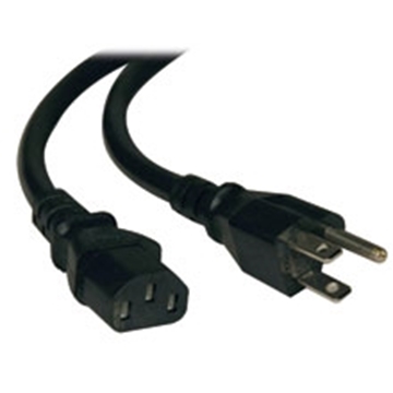 Picture of Desktop Computer Power Cord, 5-15P to C13 - Heavy Duty, 15A, 125V, 14 AWG, 12 ft., Black