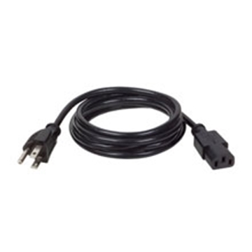 Picture of Desktop Computer Power Cable, NEMA 5-15P to C13 - 10A, 125V, 18 AWG, 12 ft., Black
