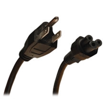 Picture of 3-Slot Power Cord, NEMA 5-15P to C5 - Laptop/Notebook, 10A, 125V, 18 AWG, 6 ft., Black