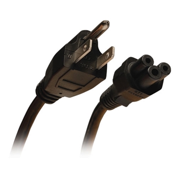 Picture of 3-Slot Power Cord, NEMA 5-15P to C5 - Laptop/Notebook, 10A, 125V, 18 AWG, 10 ft., Black