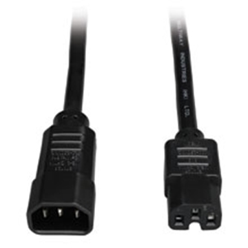 Picture of IEC C14 to IEC C15 Power Cable - Heavy Duty, 15A, 100-250V, 14 AWG, 3 ft., Black