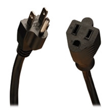 Picture of Power Extension Cord, NEMA 5-15P to NEMA 5-15R - 10A, 120V, 18 AWG, 15 ft., Black