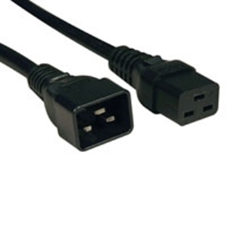 Picture of C19 to C20 Heavy-Duty Extension Cord - 20A, 250V, 12 AWG, 2 ft., Black