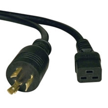 Picture of C19 to L6-20P Heavy-Duty Power Cord - 20A, 250V, 12 AWG, 10 ft., Black
