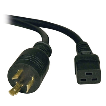 Picture of C19 to L6-20P Heavy-Duty Power Cord - 20A, 250V, 12 AWG, 12 ft., Black