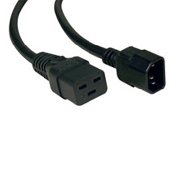 Picture of C19 to C14 Power Cord - Heavy Duty, 15A, 100-250V, 14 AWG, 10 ft., Black