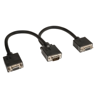 Picture of 1' VGA / XVGA Monitor Y Splitter Cable HD15M / 2x HD15F 1ft