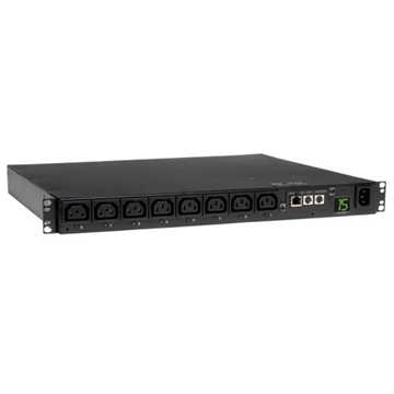 Picture of 2.3-2.9kW Single-Phase Switched PDU with LX Platform network interface, 200-240V (8 C13), C14, 200-240V Input, 6.5ft Cord, 1U Rack-Mount, TAA