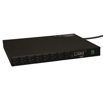 Picture of 1.4kW Single-Phase Switched PDU with LX Platform Interface, 120V Outlets (16 5-15R), 5-15P, 100-127V Input, 12ft Cord, 1U Rack-Mount, TAA