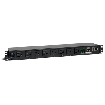Picture of 1.4kW Single-Phase Switched PDU, LX Platform Interface, 120V Outlets (8 5-15R), NEMA 5-15P, 12 ft. Cord, 1U Rack, TAA
