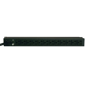 Picture of 1.92kW Single-Phase Metered PDU, 120V (12 5-15/20R), L5-20P / 5-20P, 110-127V Input, 15ft Cord, 1U Rack-Mount
