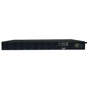 Picture of 1.9kW Single-Phase ATS / Switched PDU with LX Platform Interface, 120V Outlets (16 5-15/20R), 2 L5-20P / 5-20P 12ft 120V Inputs, 1U Rack-Mount, TAA