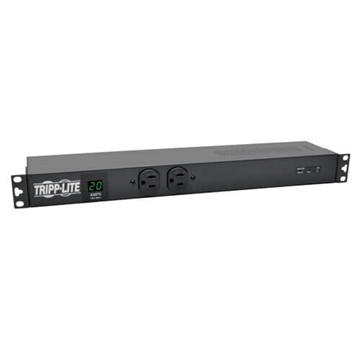 Picture of 1.92kW Single-Phase Metered PDU + Isobar Surge Suppression, 3840 Joules, 120V Outlets (12 5-20R, 2 5-15R), L5-20P/5-20P, 15ft Cord, 1U Rack-Mount