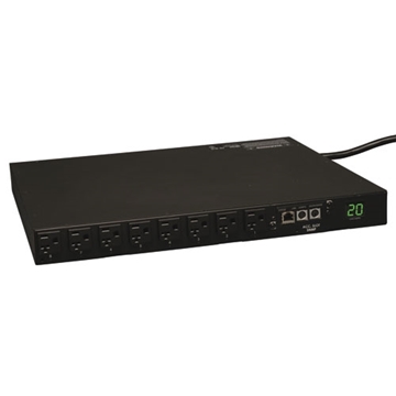 Picture of 1.9kW Single-Phase Switched PDU with LX Platform Interface, 120V Outlets (16 5-15/20R), L5-20P/5-20P input, 12ft Cord, 1U Rack-Mount, TAA