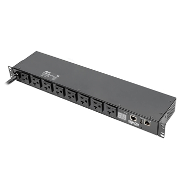 Picture of 1.9kW Single-Phase Switched PDU, LX Platform Interface, 120V Outlets (8 5-15/20R), NEMA L5-20P, 12 ft. Cord, 1U Rack, TAA