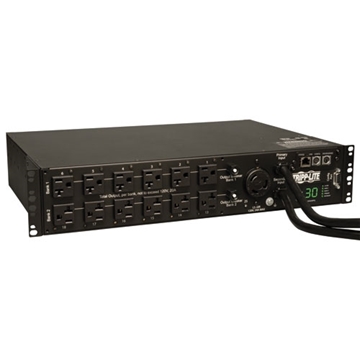 Picture of 2.9kW Single-Phase ATS / Switched PDU, LX Platform Interface, 120V Outlets (24 5-15/20R, 1 L5-30R) 2 L5-30P, 2 10ft Cords, 2U Rack-Mount, TAA