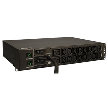 Picture of 5.8kW Single-Phase Metered PDU, 208/240V Outlets (16 C13  2 C19), L6-30P, 12ft Cord, 2U Rack-Mount, TAA