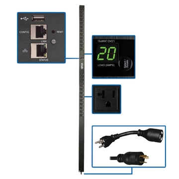 Picture of 1.9kW Single-Phase Monitored PDU with LX Platform Interface, 120V Outlets (24 5-15/20R), 0U Vertical, 70 in., TAA